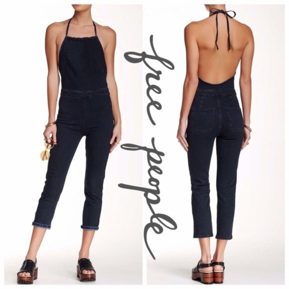 Free People Denim Overall Open Back - Picture 2 of 7